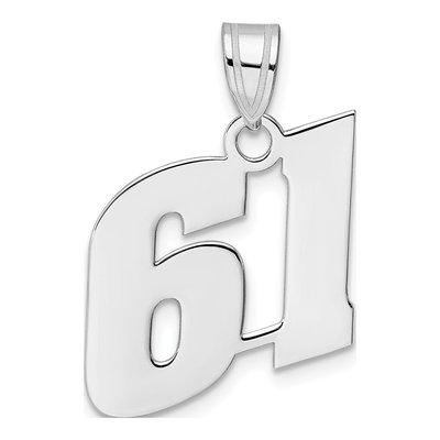 14K White Gold Number 61 Pendant