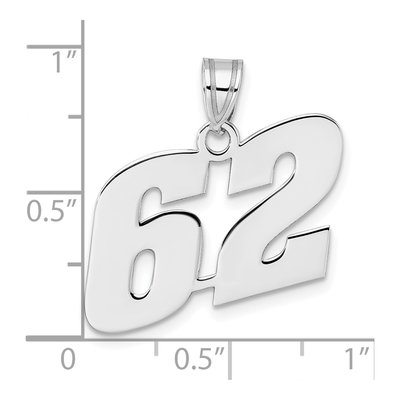 14K White Gold Block Number 62 Pendant – view 4