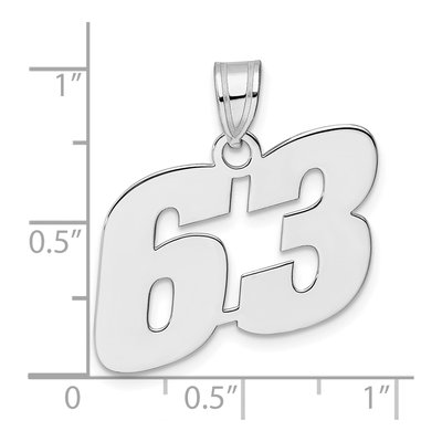 14K White Gold Number 63 Pendant – view 4