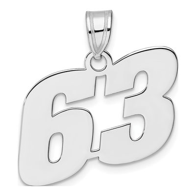 14K White Gold Number 63 Pendant