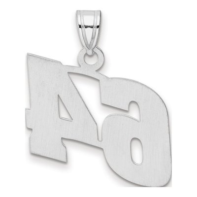 14K White Gold Block Number 64 Pendant – view 3