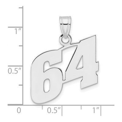 14K White Gold Block Number 64 Pendant – view 4