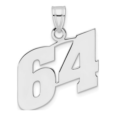 14K White Gold Block Number 64 Pendant