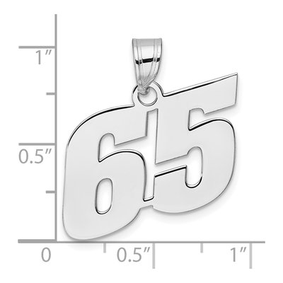 14K White Gold Block Number 65 Pendant – view 4