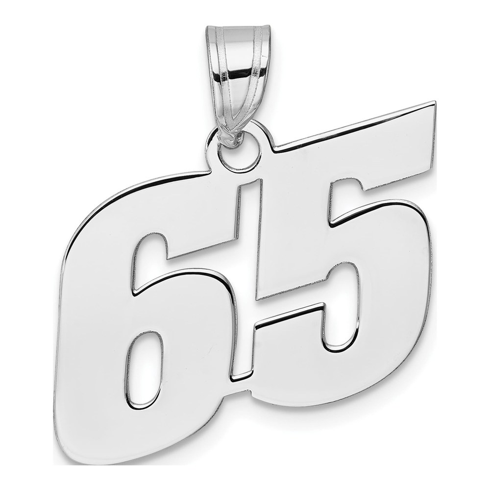 14K White Gold Rhodium-Plated Polished Block Number 65 Pendant