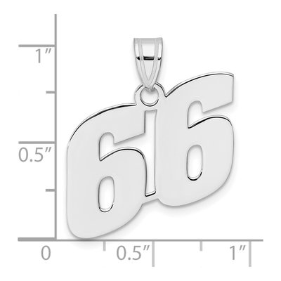 14K White Gold Number 66 Pendant – view 4