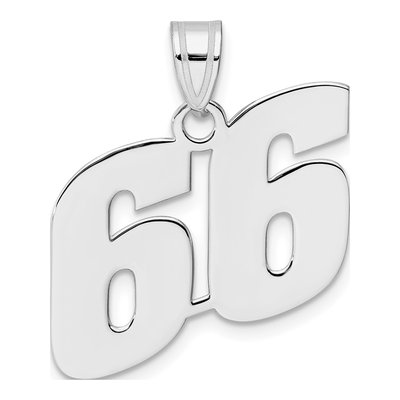 14K White Gold Number 66 Pendant