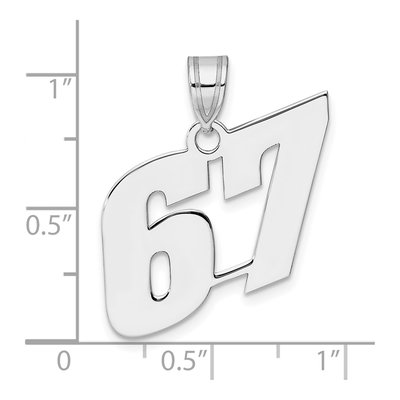 14K White Gold Block Number 67 Pendant – view 4