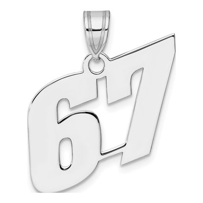 14K White Gold Block Number 67 Pendant