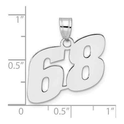 14K White Gold Block Number 68 Pendant – view 4