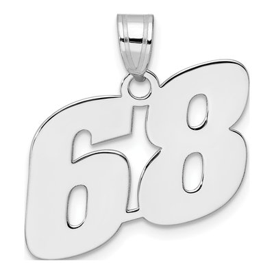 14K White Gold Block Number 68 Pendant