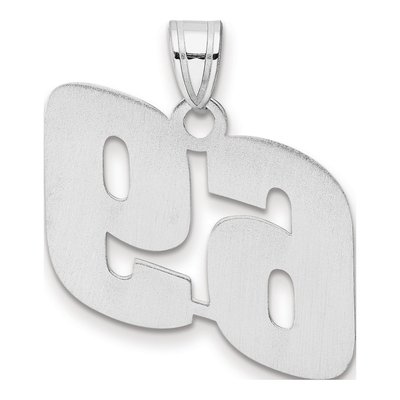 14K White Gold Block Number 69 Pendant – view 3