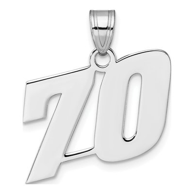 14K White Gold Number 70 Pendant