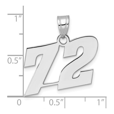 14K White Gold Block Number 72 Pendant – view 4