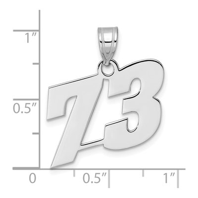 14K White Gold Block Number 73 Pendant – view 4