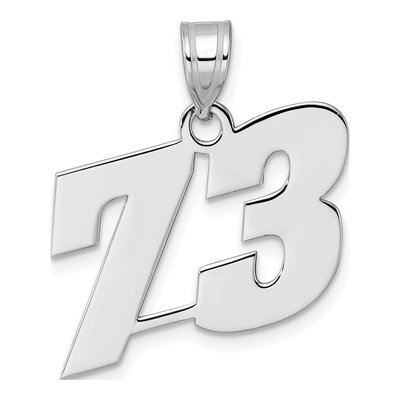 14K White Gold Block Number 73 Pendant