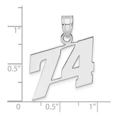 14K White Gold Number 74 Pendant – view 4