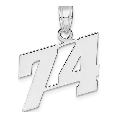 14K White Gold Number 74 Pendant