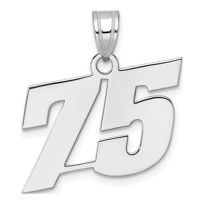 14K White Gold Number 75 Pendant