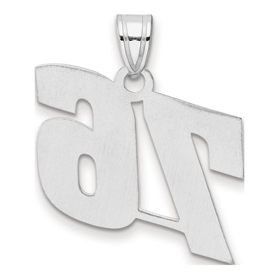 14K White Gold Block Number 76 Pendant – view 3