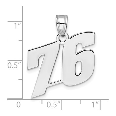 14K White Gold Block Number 76 Pendant – view 4