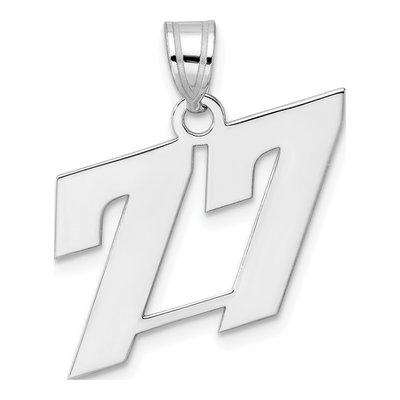 14K White Gold Number 77 Pendant