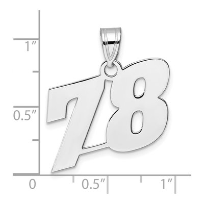 14K White Gold Block Number 78 Pendant – view 4