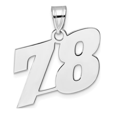 14K White Gold Block Number 78 Pendant