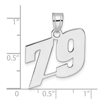 14K White Gold Block Number 79 Pendant – view 4