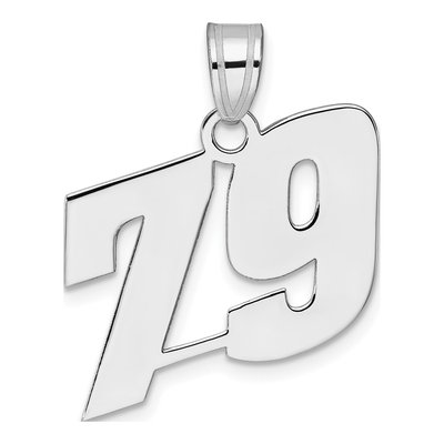 14K White Gold Block Number 79 Pendant