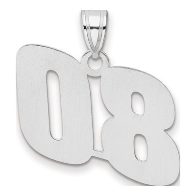 14K White Gold Block Number 80 Pendant – view 3