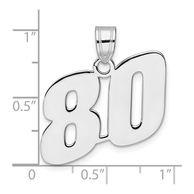 14K White Gold Block Number 80 Pendant – view 4