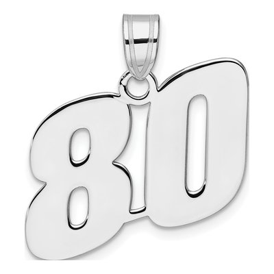 14K White Gold Block Number 80 Pendant