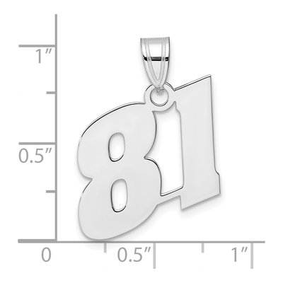 14K White Gold Block Number 81 Pendant – view 4