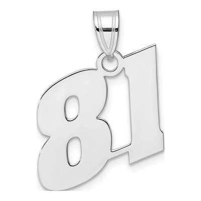 14K White Gold Block Number 81 Pendant
