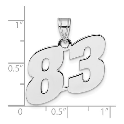 14K White Gold Block Number 83 Pendant – view 4