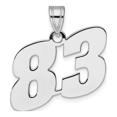 14K White Gold Block Number 83 Pendant