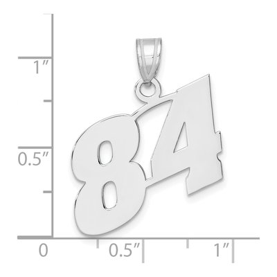 14K White Gold Block Number 84 Pendant – view 4