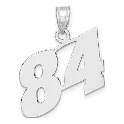 14K White Gold Block Number 84 Pendant