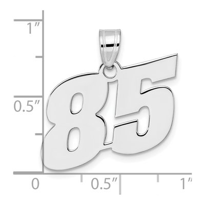14K White Gold Block Number 85 Pendant – view 4