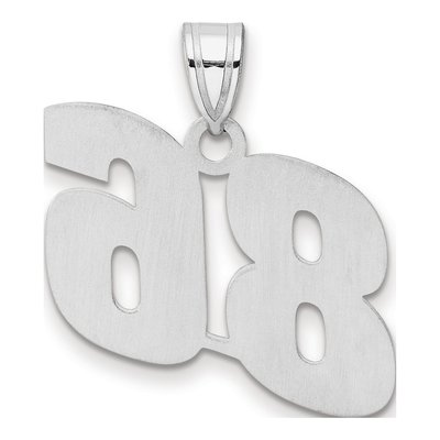 14K White Gold Block Number 86 Pendant – view 3