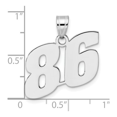 14K White Gold Block Number 86 Pendant – view 4