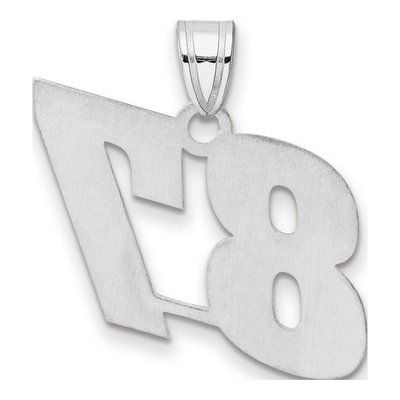 14K White Gold Block Number 87 Pendant – view 3