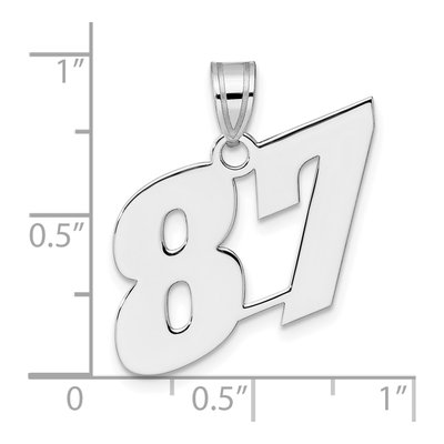 14K White Gold Block Number 87 Pendant – view 4