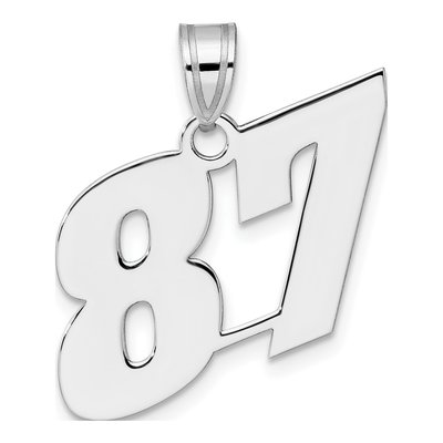 14K White Gold Block Number 87 Pendant