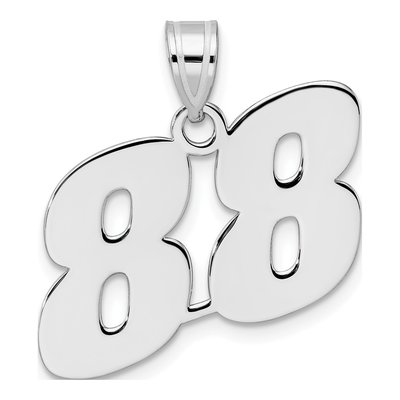 14K White Gold Number 88 Pendant