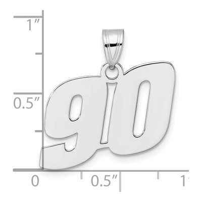 14K White Gold Number 90 Pendant – view 4