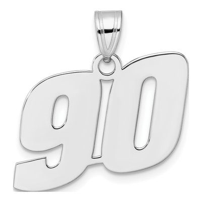 14K White Gold Number 90 Pendant