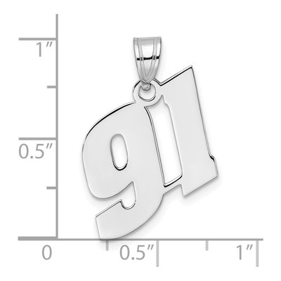 14K White Gold Block Number 91 Pendant – view 4