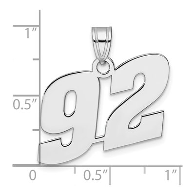 14K White Gold Block Number 92 Pendant – view 4